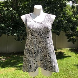 Soma, L, Soft Jersey Sleeveless Tunic Tank - BLACK WHITE MOSAIC, NEW(OTHER)